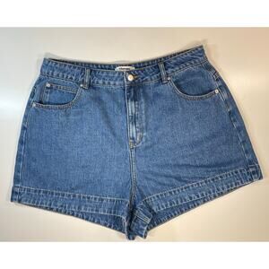 Showpo Denim Shorts Womens US 12 High Rise Y2K Festival Clean Girl Natural Fiber